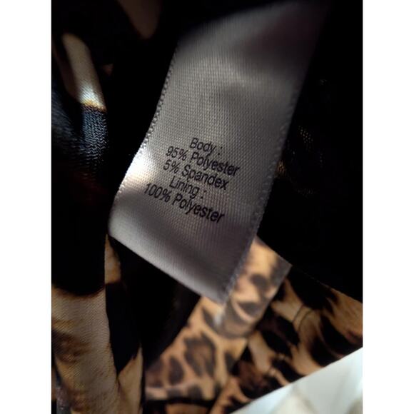 Jennifer Lopez Leopard Print Twist V Neck Stretchy Dress Size XL Cocktail NWT! - Picture 9 of 12